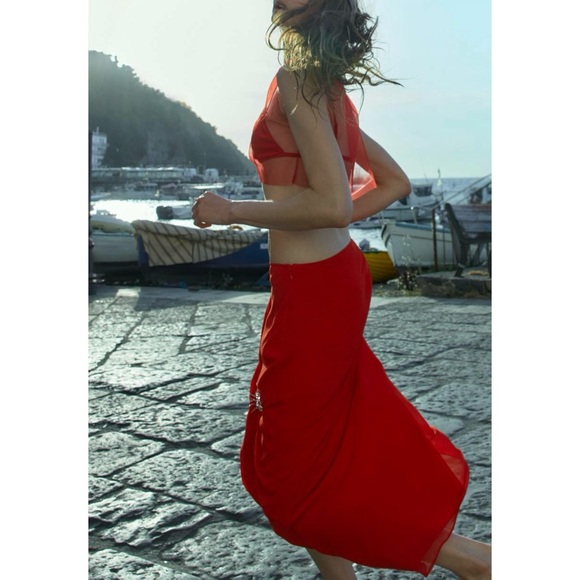 Zara rhinestone embellished draped maxi skirt red - Picture 11 of 11